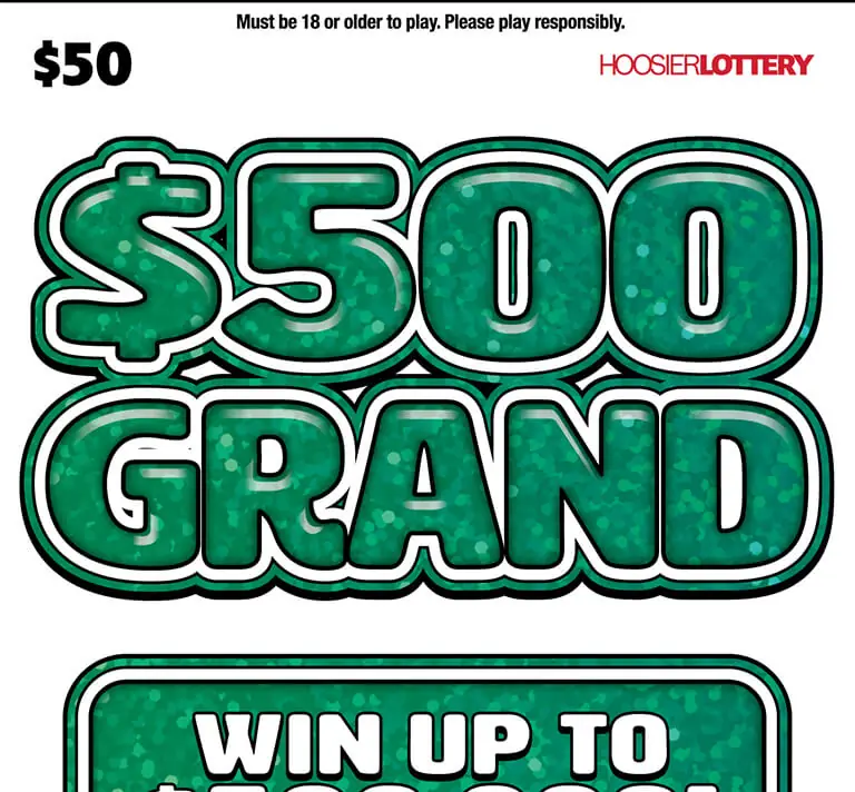 $500 GRAND Indiana scratch-off ticket