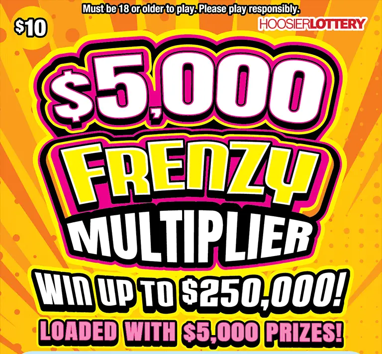 $5,000 FRENZY MULTIPLIER Indiana scratch-off ticket