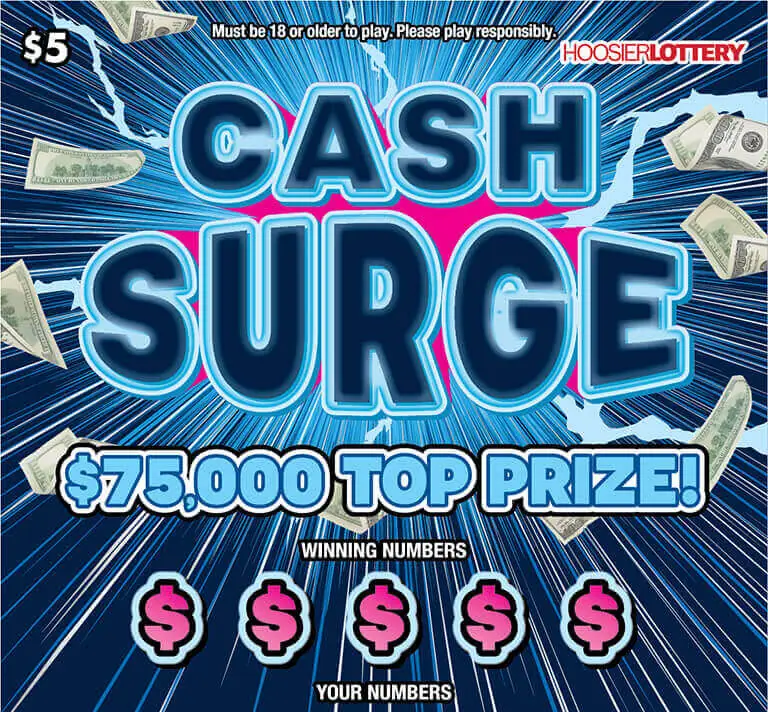 CASH SURGE Indiana scratch-off ticket
