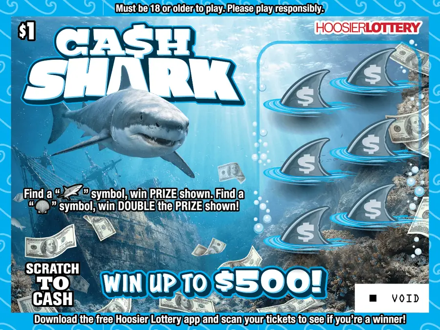 CA$H SHARK Indiana scratch-off ticket