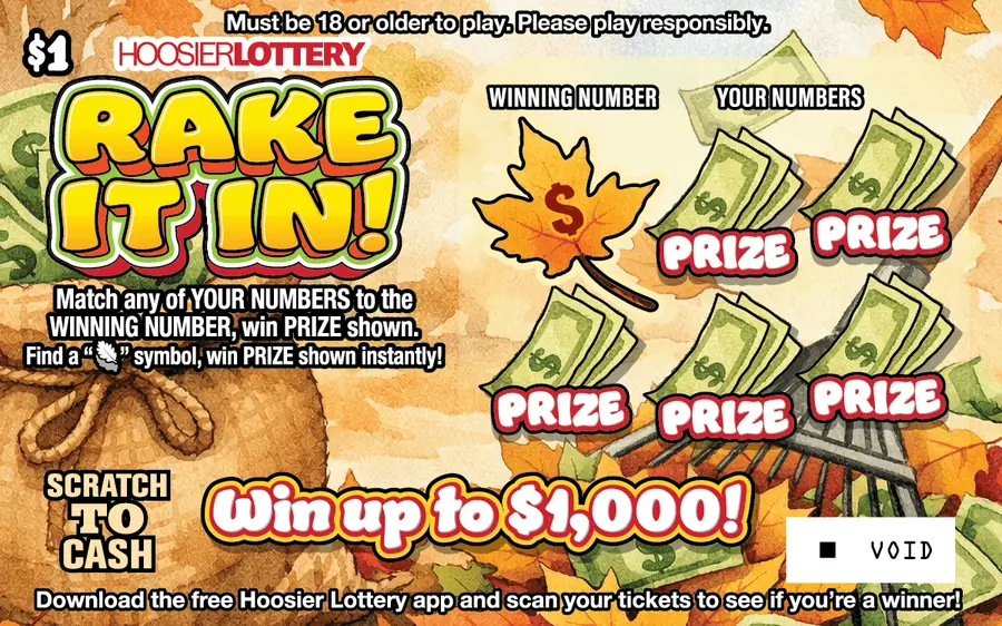 RAKE IT IN! Indiana scratch-off ticket