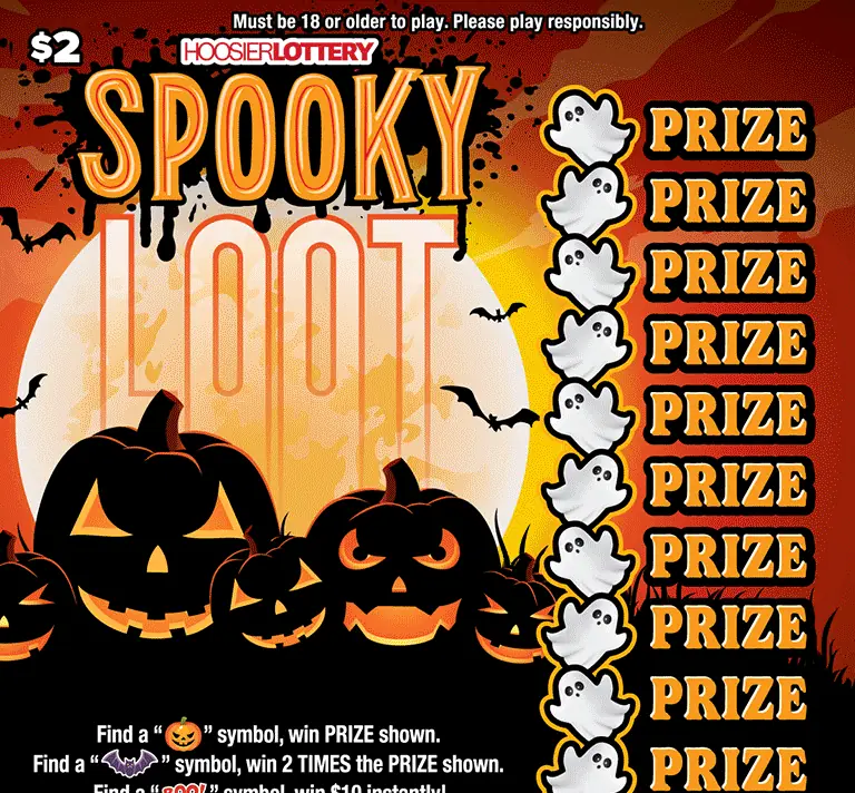 SPOOKY LOOT Indiana scratch-off ticket