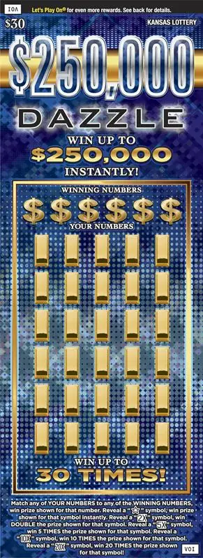 $250,000 Dazzle Kansas scratch ticket ticket