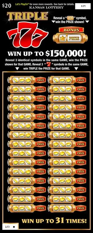 Triple 777 Kansas scratch ticket ticket