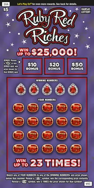 Ruby Red Riches Kansas scratch ticket ticket