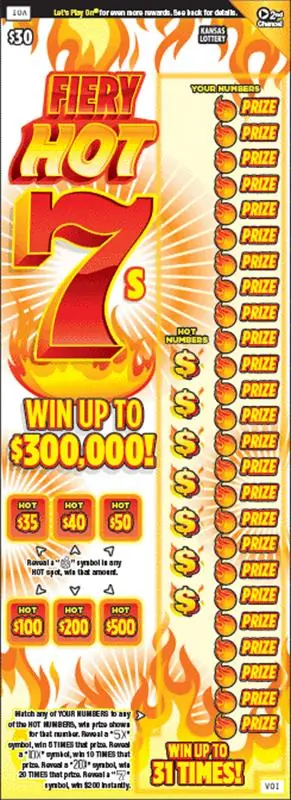 Fiery Hot 7s Kansas scratch ticket ticket