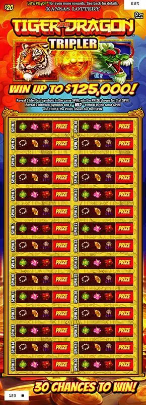 Tiger And Dragon Tripler Kansas scratch ticket ticket