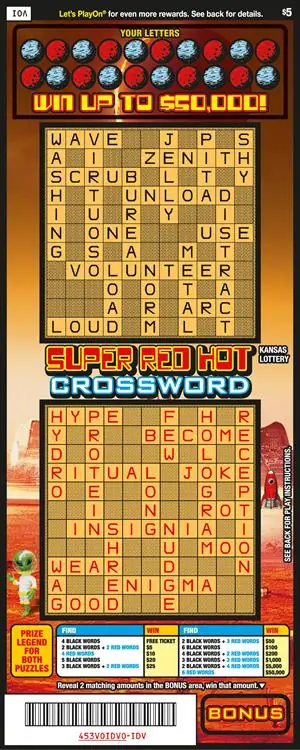 Super Red Hot Crossword Kansas scratch ticket ticket