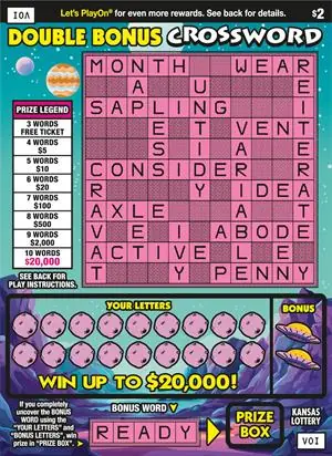 Double Bonus Crossword Kansas scratch ticket ticket