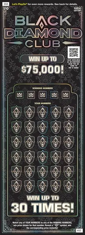 Black Diamond Club Kansas scratch ticket ticket