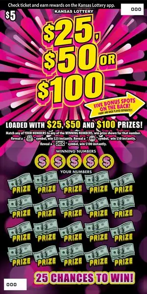 $25, $50 Or $100 Kansas scratch ticket ticket