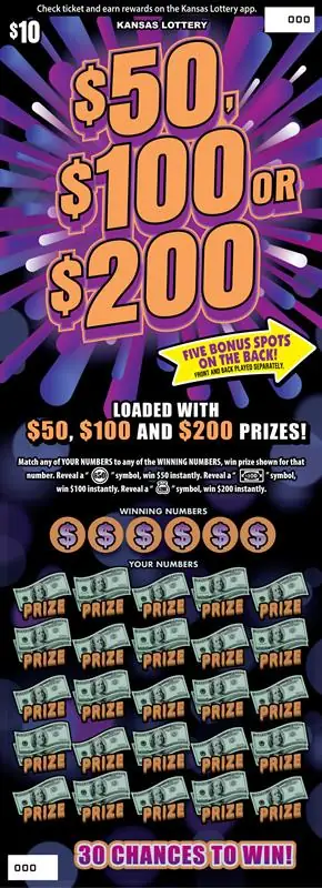 $50, $100 Or $200 Kansas scratch ticket ticket