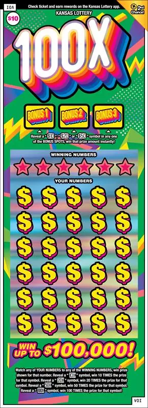 100x Kansas scratch ticket ticket