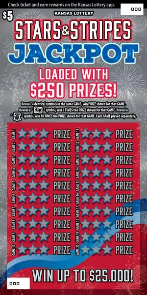 Stars & Stripes Jackpot Kansas scratch ticket ticket