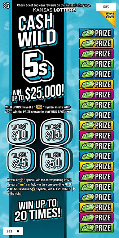 Cash Wild 5s Kansas scratch ticket ticket