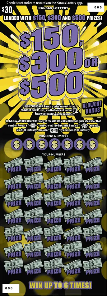 $150, $300 Or $500 Kansas scratch ticket ticket