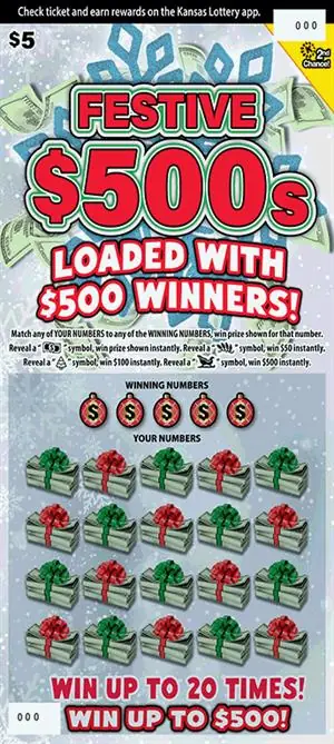 Festive $500s Kansas scratch ticket ticket