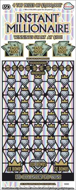Instant Millionaire Kentucky scratch-off ticket
