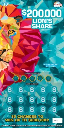 $200,000 Lion's Share Kentucky scratch-off ticket