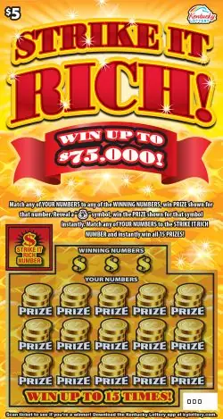 Strike It Rich Kentucky scratch-off ticket