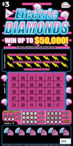 Electric Diamonds Kentucky scratch-off ticket