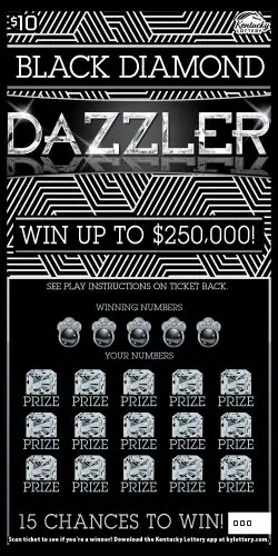 Black Diamond Dazzler Kentucky scratch-off ticket
