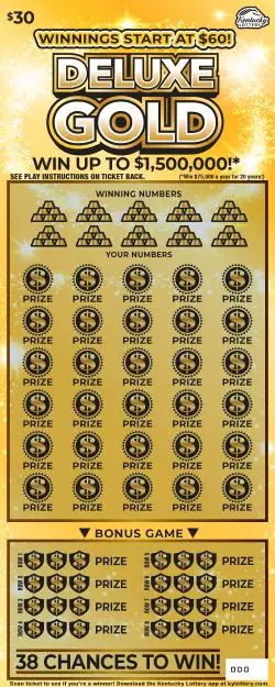 Deluxe Gold Kentucky scratch-off ticket