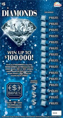 Diamonds Kentucky scratch-off ticket