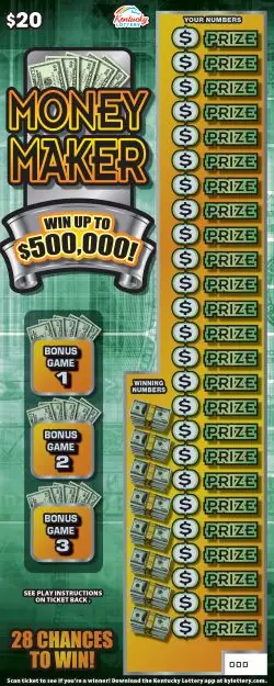 Money Maker Kentucky scratch-off ticket