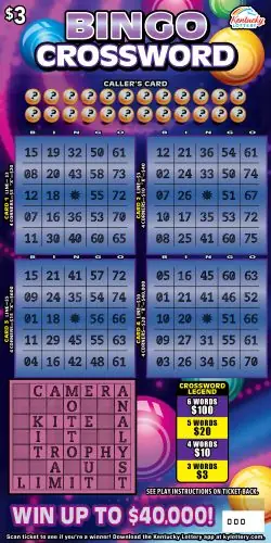 Bingo Crossword Kentucky scratch-off ticket