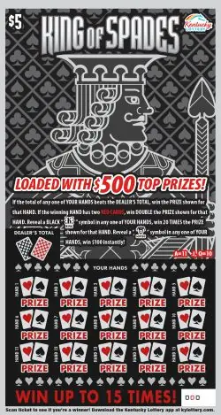 King of Spades Kentucky scratch-off ticket