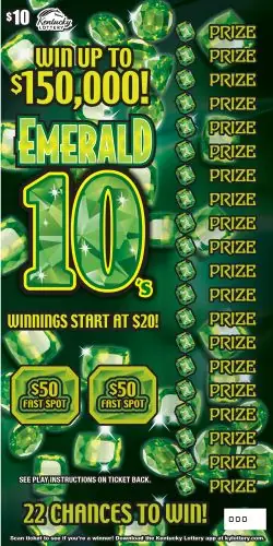 Emerald 10's Kentucky scratch-off ticket
