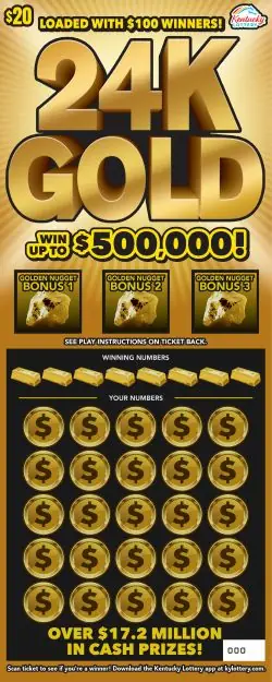 24K Gold Kentucky scratch-off ticket