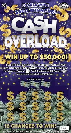 Cash Overload Kentucky scratch-off ticket