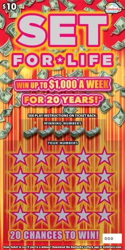 $10 Set For Life Kentucky scratch-off ticket