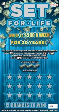 $5 Set For Life Kentucky scratch-off ticket