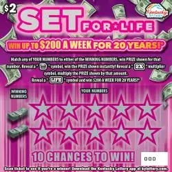 $2 Set For Life Kentucky scratch-off ticket