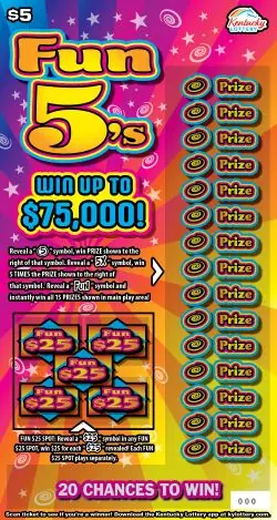 Fun 5's Kentucky scratch-off ticket