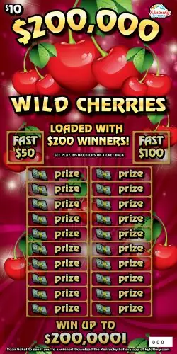 $200,000 Wild Cherries Kentucky scratch-off ticket