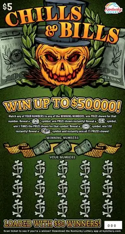 Chills & Bills Kentucky scratch-off ticket