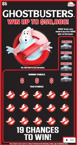 Ghostbusters™ Kentucky scratch-off ticket