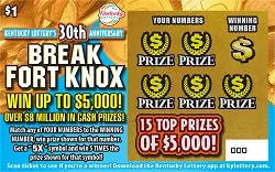 $1 Break Fort Knox Kentucky scratch-off ticket