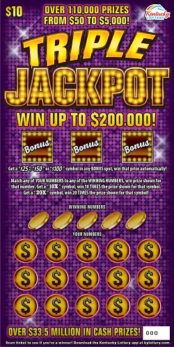 Triple Jackpot Kentucky scratch-off ticket