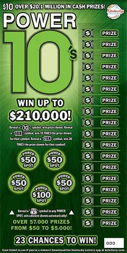 Power 10's Kentucky scratch-off ticket