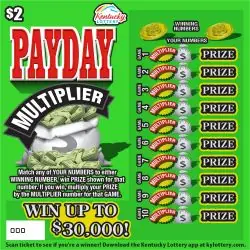 PAYDAY Multiplier Kentucky scratch-off ticket