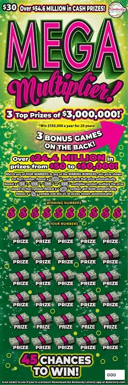 Mega Multiplier! Kentucky scratch-off ticket