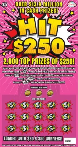 HIT $250 Kentucky scratch-off ticket