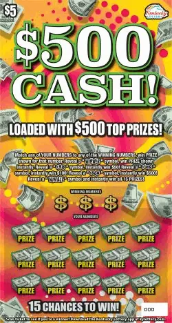 $500 Cash! Kentucky scratch-off ticket