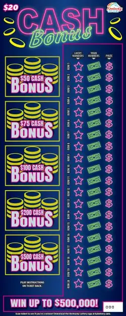Cash Bonus Kentucky scratch-off ticket