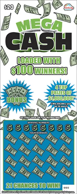 Mega Cash Kentucky scratch-off ticket